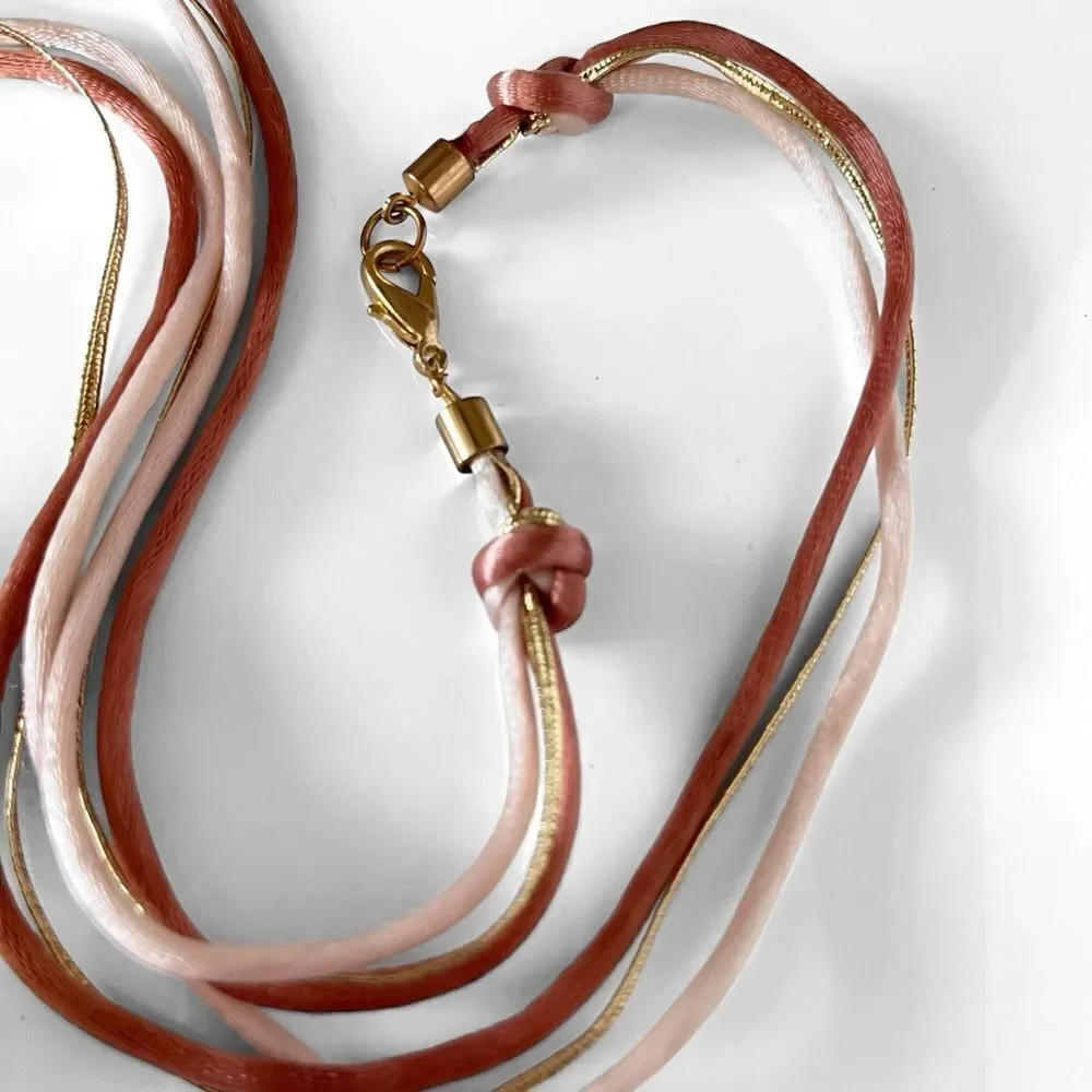 Vintage Glass Bead Lariat Cord Necklace